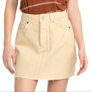 RVCA Hunn Neo denim utility frayed hem mini skirt